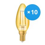 Confezione Multipack 10x Osram Vintage 1906 LED E14 Candela Oro 1.5W 120lm - 824 Bianco Molto Caldo | Sostitutiva 15W