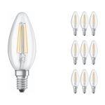 Confezione Multipack 10x Osram CLASSIC LED E14 Candela Filamento Chiara 4W 470lm - 827 Bianco Molto Caldo | Sostitutiva 40W