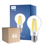 Confezione Multipack 4x Philips MASTER Value LED Bulbo E27 Pera Chiara 11.2W 1521lm - 927 Bianco Molto Caldo | Miglior Resa Cromatica - Dimmerabile - Sostitutiva 100W