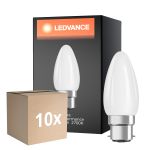 Confezione Multipack 10x Ledvance Classic Performance LED Bulbo B22d Candela Filamento Ghiaccio 4.8W 470lm - 827 Bianco Molto Caldo | Dimmerabile - Sostitutiva 40W