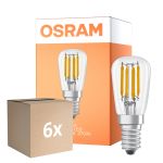 Confezione Multipack 6x Osram LED Speciale E14 Tubolare Bulbo T26 Filamento Chiara 2.8W 250lm - 827 Bianco Molto Caldo | Dimmerabile - Sostitutiva 25W