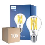 Confezione Multipack 10x Philips Master LED E27 Pera Filamento Chiara 10.5W 1521lm - 922-927 Dim To Warm | Miglior Resa Cromatica - Dimmerabile - Sostitutiva 100W