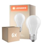 Confezione Multipack 6x Osram Classic LED E27 Pera Filamento Ghiaccio 11W 1521lm - 840 Bianco Freddo | Dimmerabile - Sostitutiva 100W