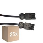 Confezione Multipack 25x Noxion GST - Compatibile Cavo di prolunga Nero - Maschio + Femmina - 1m - 3 pole 1,5mm2
