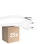 Confezione Multipack 25x Noxion Euro Cavo di alimentazione - C7 Europlug + Estremità aperte - Bianca 2m - 2 pole 0,75mm2