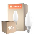 Confezione Multipack 10x Ledvance Classic LED E14 Candela Ghiaccio 3.4W 470lm - 827 Bianco Molto Caldo | Dimmerabile - Sostitutiva 40W