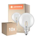 Confezione Multipack 10x Ledvance Classic LED Globe LED E27 Globe Filamento Chiara 1.8W 250lm - 827 Bianco Molto Caldo | Sostitutiva 25W