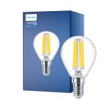 Philips Master Value LED Lustre E14 Sferica Filamento Chiara 3.4W 470lm - 927 Bianco Molto Caldo | Miglior resa cromatica - Dimmerabile - Sostitutiva 40W