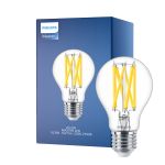 Philips Master LED E27 Pera Filamento Chiara 10.5W 1521lm - 922-927 Dim To Warm | Miglior Resa Cromatica - Dimmerabile - Sostitutiva 100W