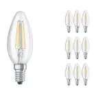 Confezione Multipack 10x Osram CLASSIC LED E14 Candela Filamento Chiara 4W 470lm - 827 Bianco Molto Caldo | Sostitutiva 40W