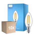 Confezione Multipack 10x Philips Corepro LED Candela E14 Filamento Chiara 6.5W 806lm - 827 Bianco Molto Caldo | Sostitutiva 60W