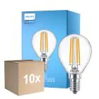 Confezione Multipack 10x Philips Corepro LED Lustre E14 Sferica Filamento Chiara 6.5W 806lm - 827 Bianco Molto Caldo | Sostitutiva 60W