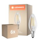 Confezione Multipack 6x Osram Classic LED E14 Candela Filamento Chiara 5.5W 806lm - 827 Bianco Molto Caldo | Dimmerabile - Sostitutiva 60W