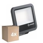Confezione Multipack 4x Ledvance Proiettore LED Aluminium Nero 69W 9150lm 100D - 830 Luce Calda -  | IP66 - Simmetrico