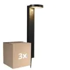 Confezione Multipack 3x Nordlux Solar Illuminazione da giardino Rica Il Giro Acciaio Inossidabile Nero 4.5W 400lm - 830 Luce Calda -  | Sensore di Movimento e Luce