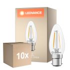 Confezione Multipack 10x Ledvance Classic LED B22 Candela Filamento Chiara 1.8W 250lm - 827 Bianco Molto Caldo | Sostitutiva 25W